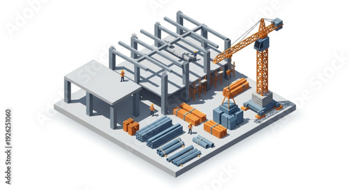 Industrial Factory 3D Model Illustration.