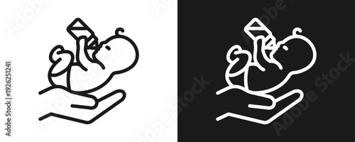 Childcare Support Icon Set Outline In White And Black Background