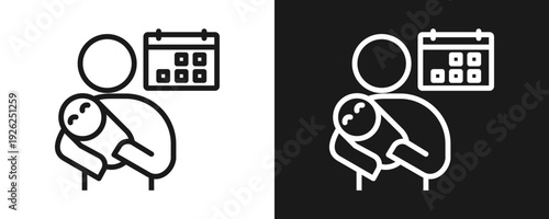 Parental Leave Icon Set Outline In White And Black Background