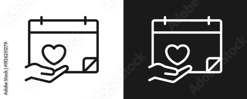 Volunteer Time Off Icon Set Outline In White And Black Background