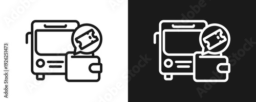 Commuter Assistance Icon Set Outline In White And Black Background