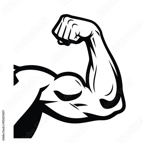 Flexed bicep muscle, strength symbol
