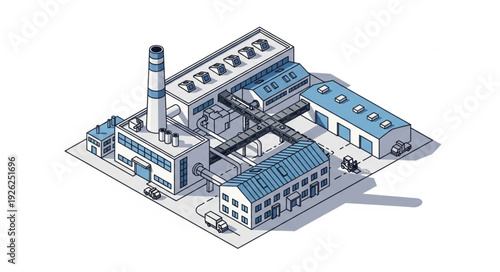 Industrial Factory Building Complex Structure.