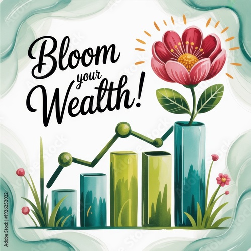 Bloom your wealth with a vibrant upward chart adorned with colorful flowers under bright sunlight. Money Smart Week