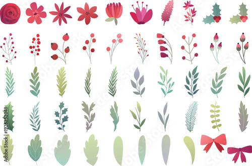 Holiday Florals Individual Elements