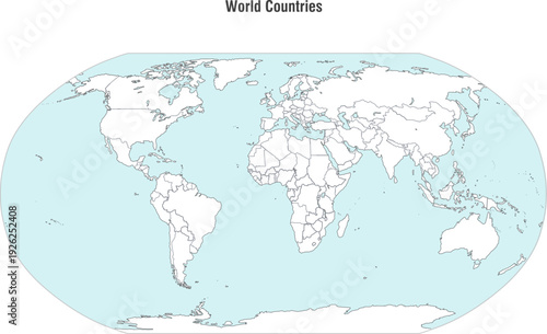 Modern World Countries Map with Political Borders for Travel and Education