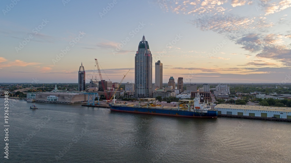 Fototapeta premium Downtown Mobile, Alabama at sunset