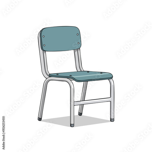 Modern Blue Classroom or Office Chair with Metal Frame and Padded Seat