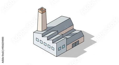 Industrial Factory Building with Chimney.