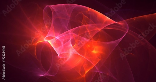 3d rendering illustration of Vibrant abstract background featuring flowing red and pink neon light waves with glowing energy effects
