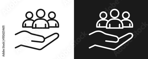 Support Group Icon Set Outline In White And Black Background