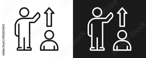 Mentoring Icon Set Outline In White And Black Background