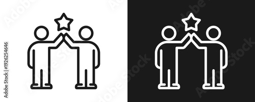 Team Spirit Icon Set Outline In White And Black Background