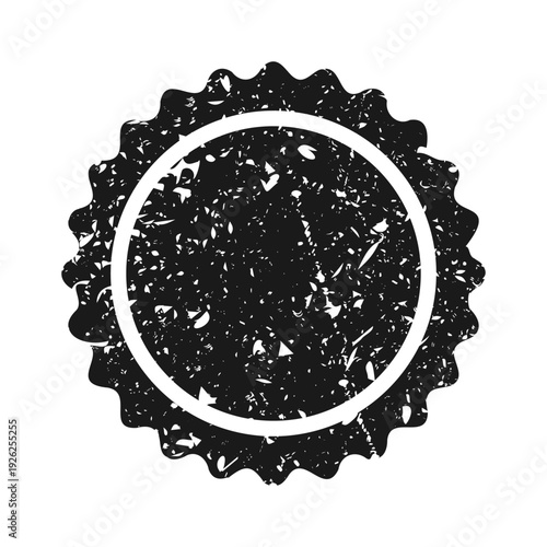 Post stamp, label or badge. Grunge imprint and postmark. Brown vintage circle postcard watermark. Used envelope design element. Vector illustration