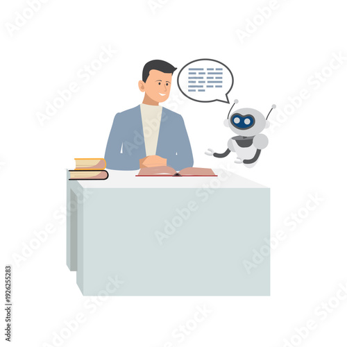 Man Learning From Robot Assistant