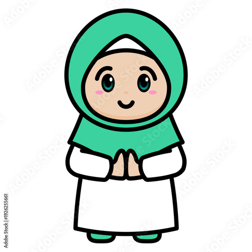 Cute Muslimah Girl Illustration