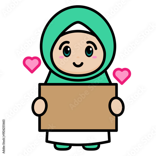 Cute Muslimah Girl Illustration