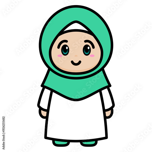 Cute Muslimah Girl Illustration
