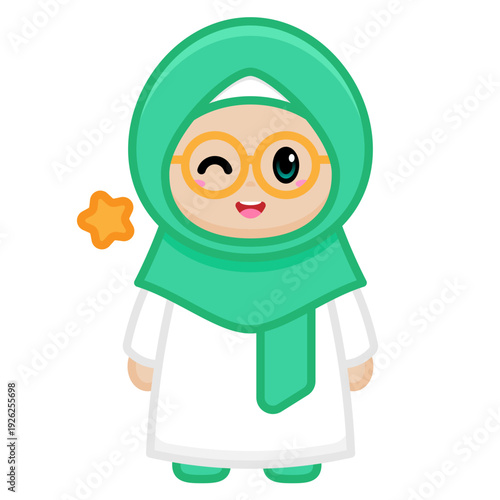 Cute Muslimah Girl Illustration