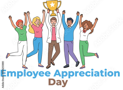 Employee Appreciation Day trophy celebration illustration