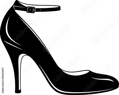 Vintage high heel silhouette vector illustration
