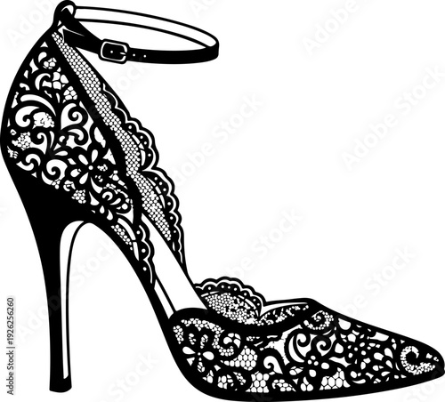 Vintage high heel silhouette vector illustration