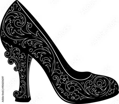 Vintage high heel silhouette vector illustration