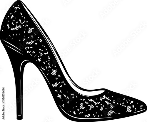 Vintage high heel silhouette vector illustration