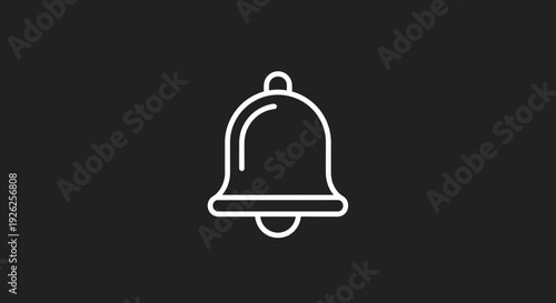 Simple Outline Bell Icon on Dark Background.