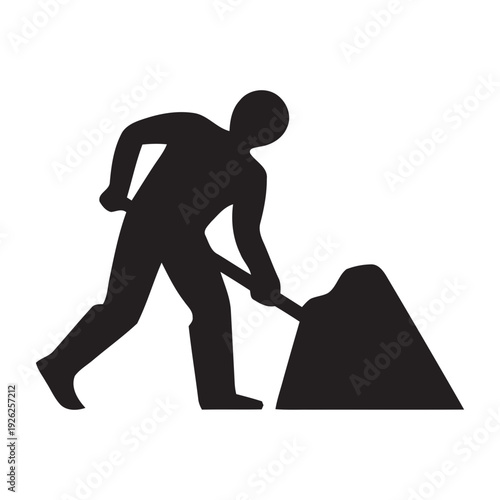 Construction Worker Digging Ground Silhouette