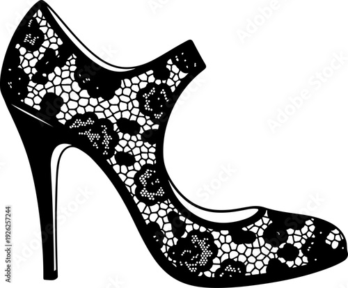 Vintage high heel silhouette vector illustration