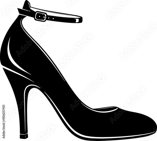 Vintage high heel silhouette vector illustration