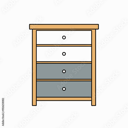 Minimalist wooden nightstand with three drawers in neutral tones for bedroom storage and organization