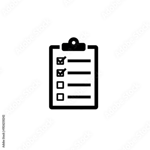Organizational vector image of a clipboard with a checklist showing several items marked with ticks representing task completion, planning, and successful project management.