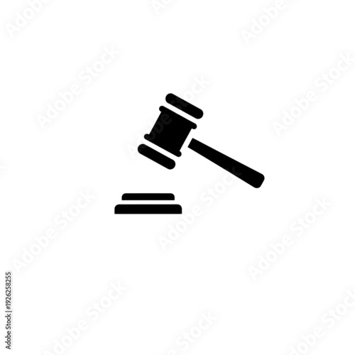 Legal vector image of a judge's gavel and sound block representing law, justice, court authority, legal decisions, auction, and the judicial system process.