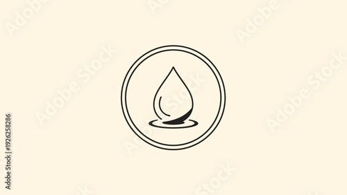 Simple Water Drop Icon Inside a Circle Outline.