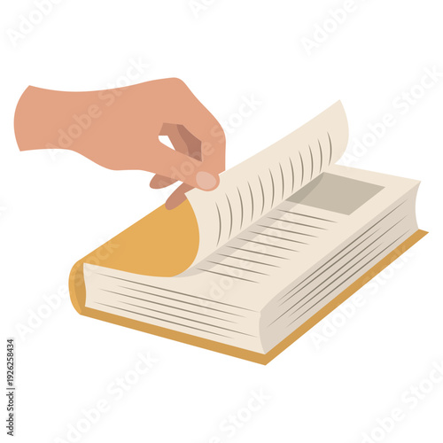 Hand turning open book page