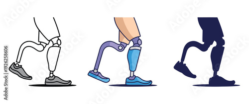 Bionic Leg Icon, Editable Vector Graphics Featuring Artificial Leg, Robotic Prosthesis, Biomechanical Limb Symbol