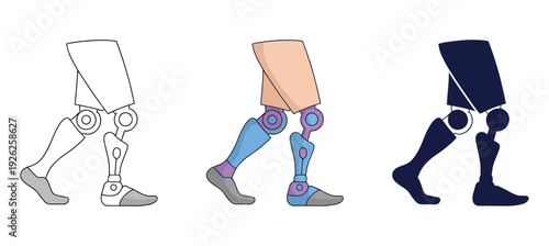 Bionic Leg Icon, Vector Illustration of Prosthetic Limb, Editable Graphics Representing Advanced Biomechanical Technology