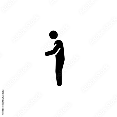 Single human figure vector image shown in a standing posture with arms slightly forward, representing a person waiting or preparing for interaction.