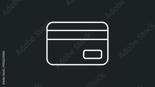 Simple White Outline Icon of a Credit Card.