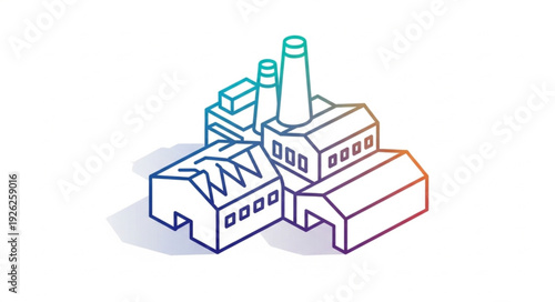 Industrial Factory Buildings with Chimneys.