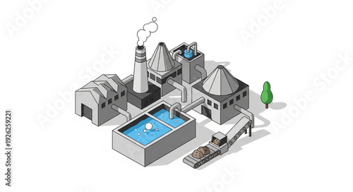 Industrial Factory Buildings with Water Tank.