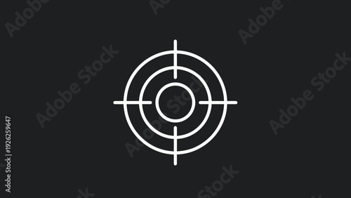 Simple white crosshair target icon on a dark background.