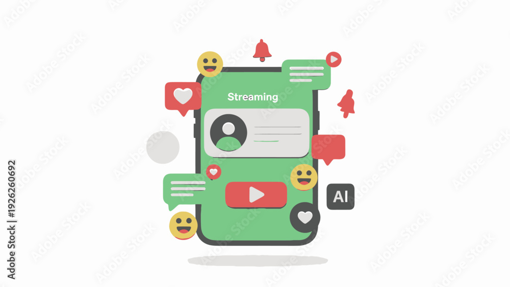 Obraz premium Smartphone screen displaying social media interface with AI elements.