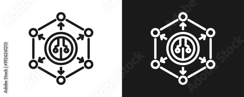 Defi Finance Icon Set Outline In White And Black Background