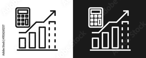 Sales Forecast Icon Set Outline In White And Black Background