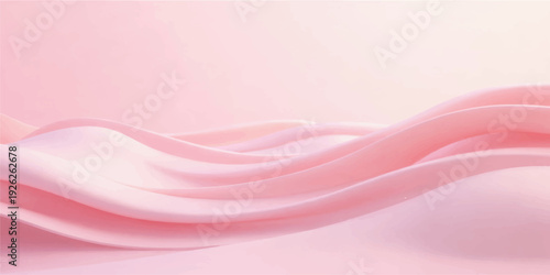 An elegant pink silk wallpaper features flowing satin waves and a soft purple light texture for a luxury abstract fabric background design