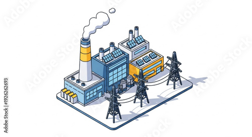 Industrial Factory Isometric Illustration.