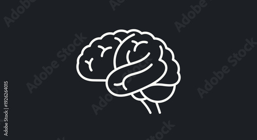 Stylized Outline of Human Brain on Dark Background.